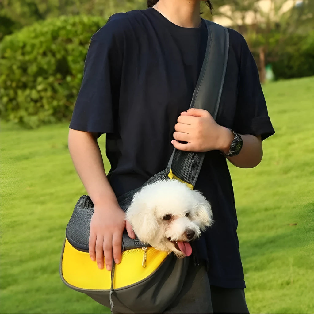 Mesh Oxford pet carrier sling bag single shoulder for small dogs and cats black colour