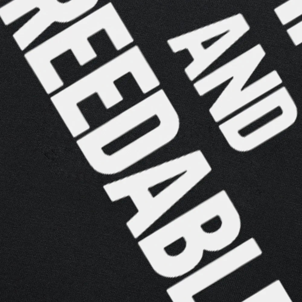 Obedient and Reproducible pure cotton t-shirt in white with black humor graphic, short sleeves, loose fit