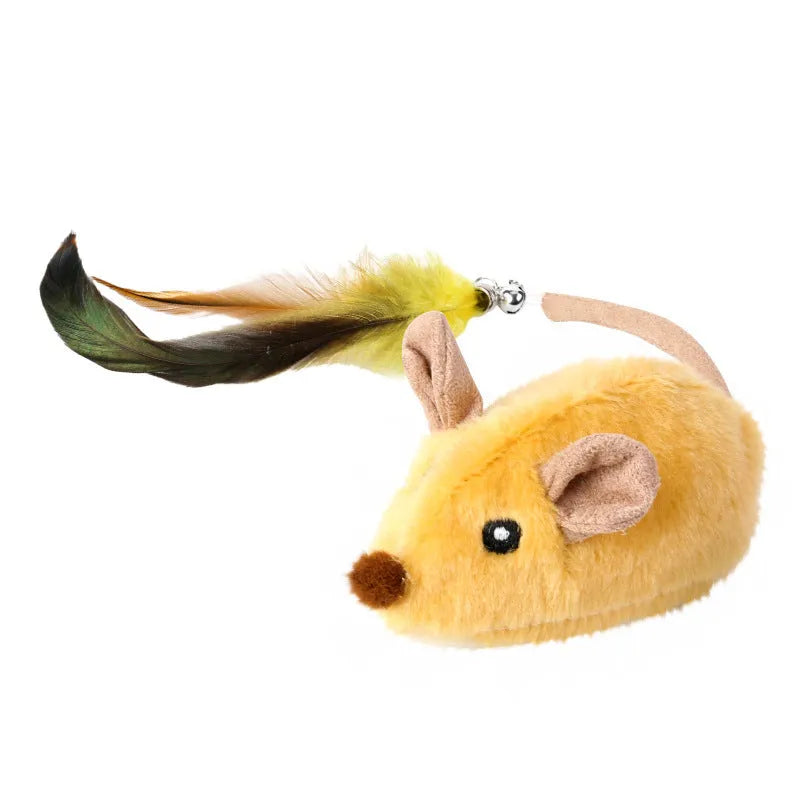 Intelligent charging simulation electric mouse cat teaser toy in gray with double tail decoration