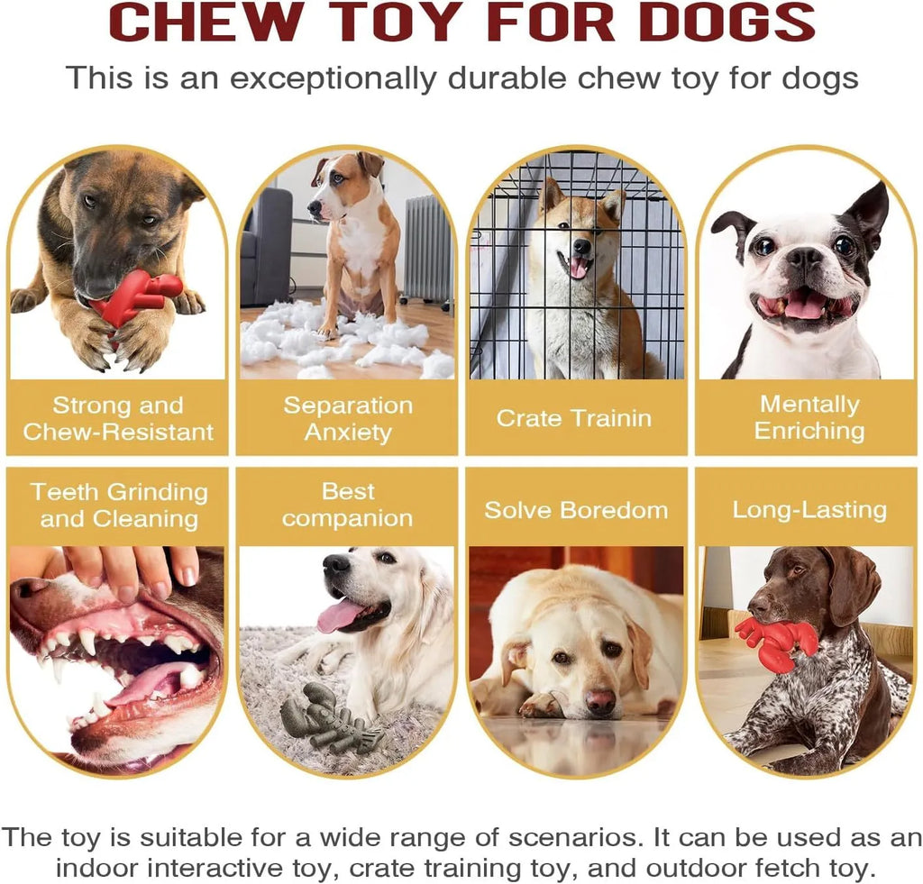 Red hard plastic dog chew toy for large breed aggressive chewers, 170mm long