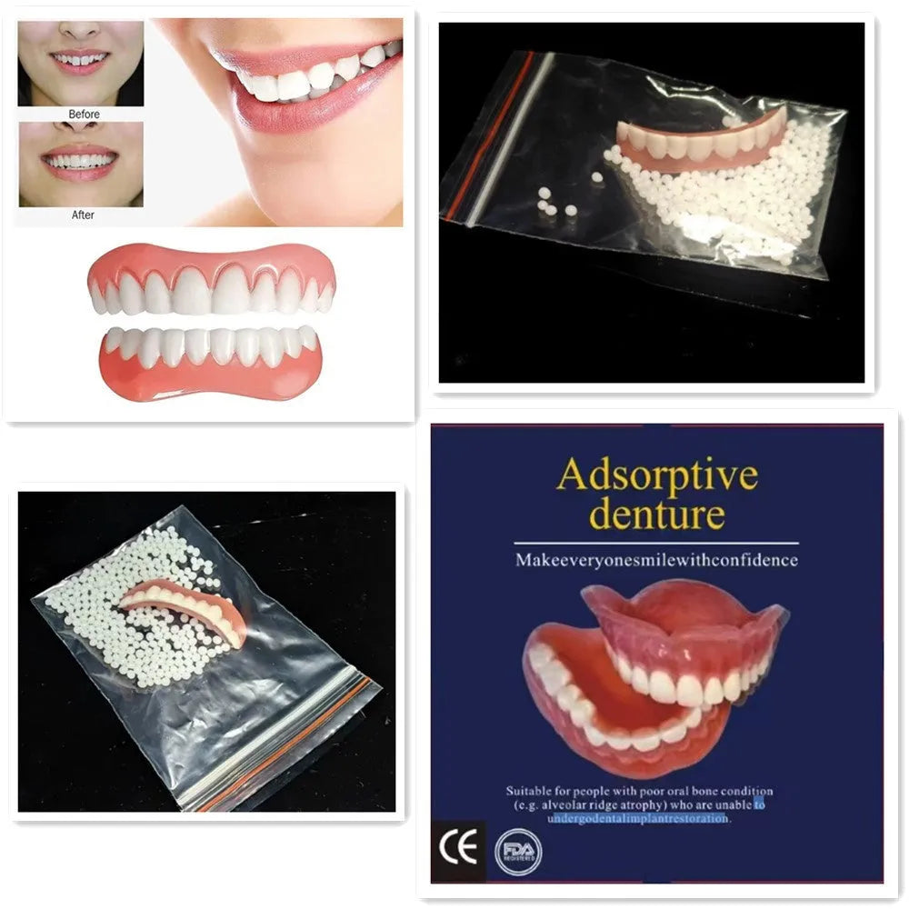 Silicone dental training dentures model showing upper and lower teeth simulation in tooth socket