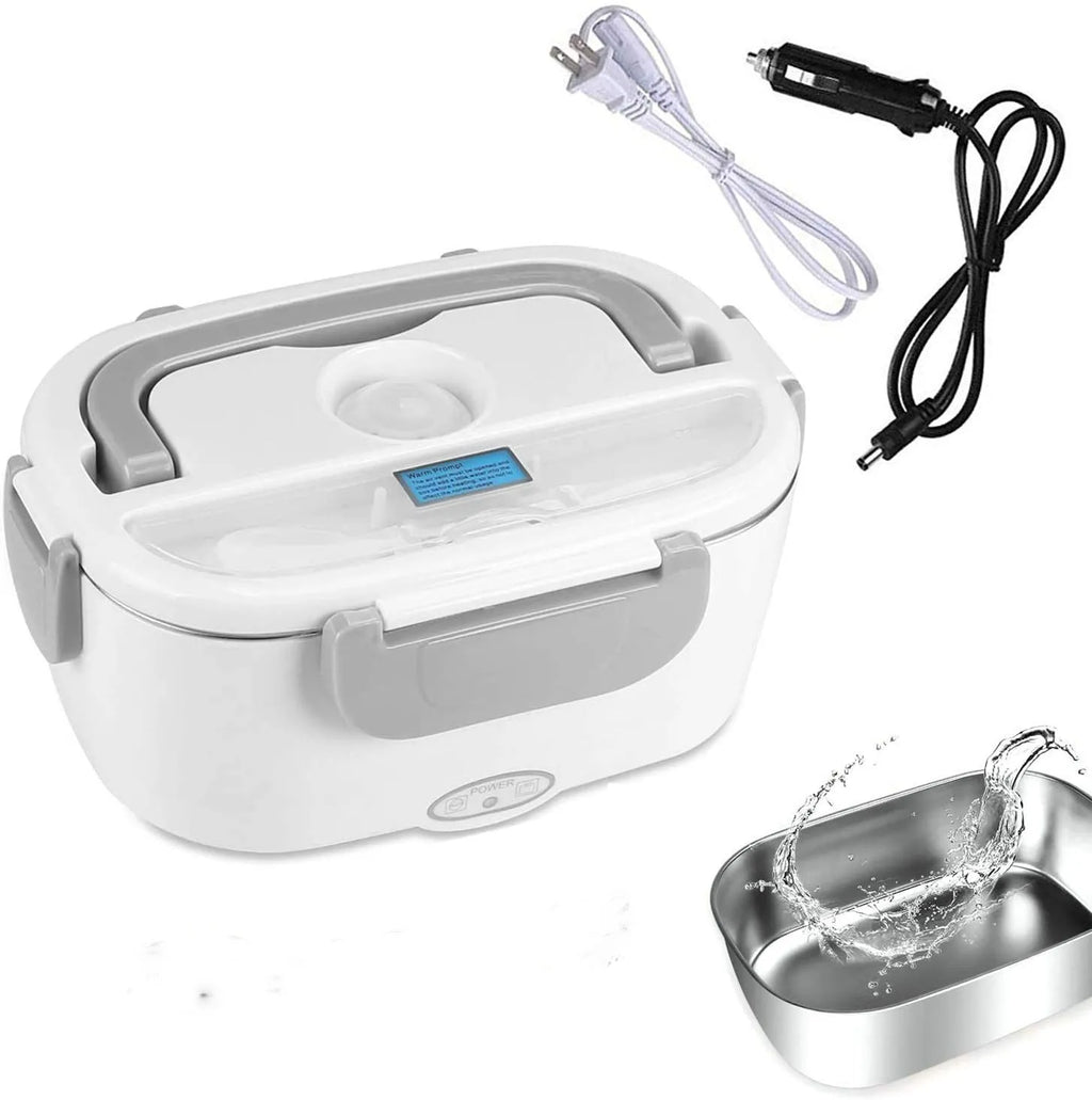 Grey dual-power electric lunch box for car and home use with 1.2 litre capacity.