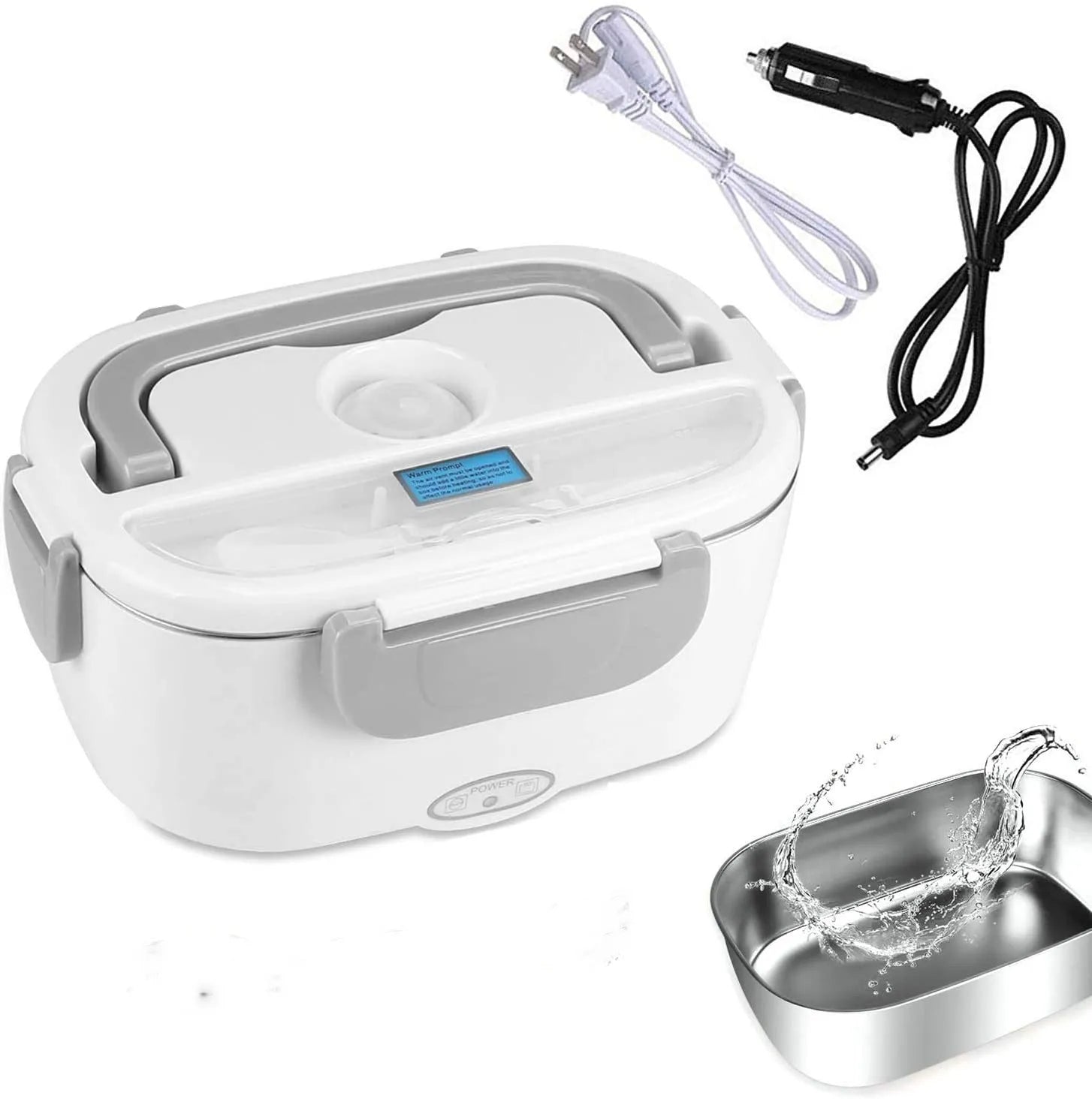 Grey dual-power electric lunch box for car and home use with 1.2 litre capacity.