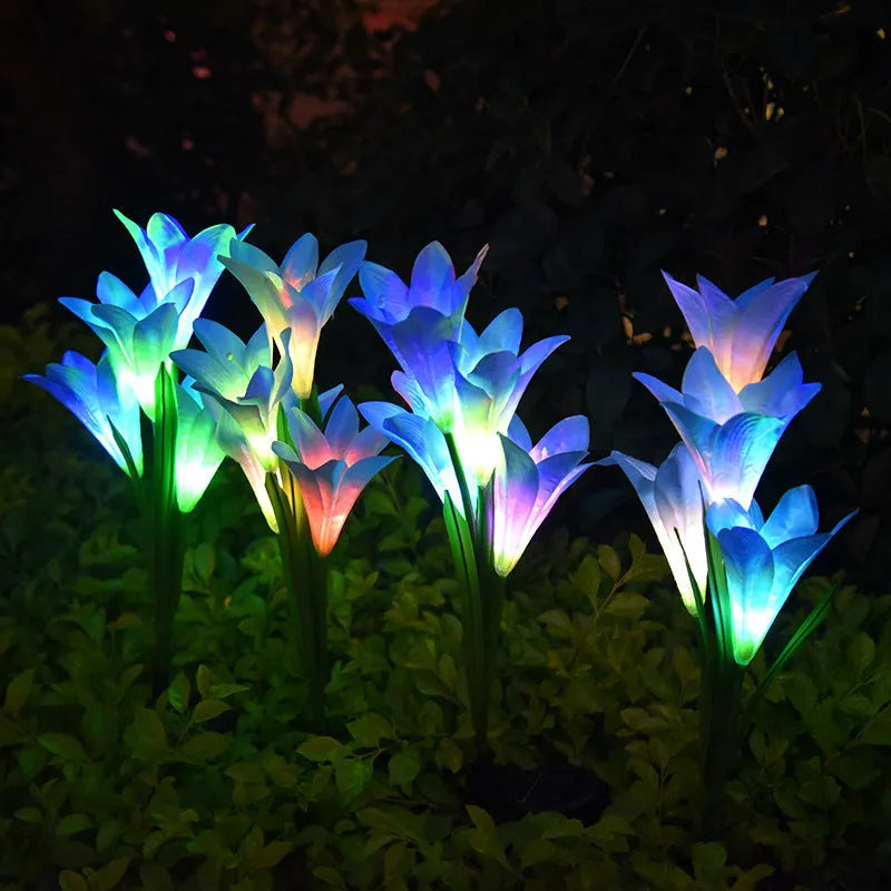 Solar lily festive lantern outdoor villa courtyard garden flower shaped decorative light 850mm IP65