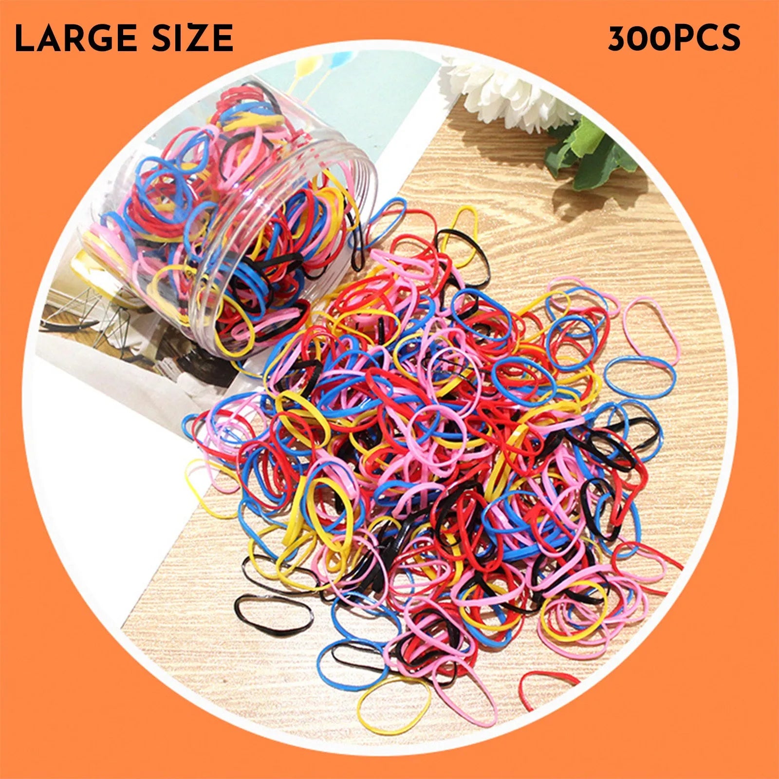 Multi-colour TPU baby hair ties in a reusable container, 300 or 600 pack for toddlers and girls with thin hair