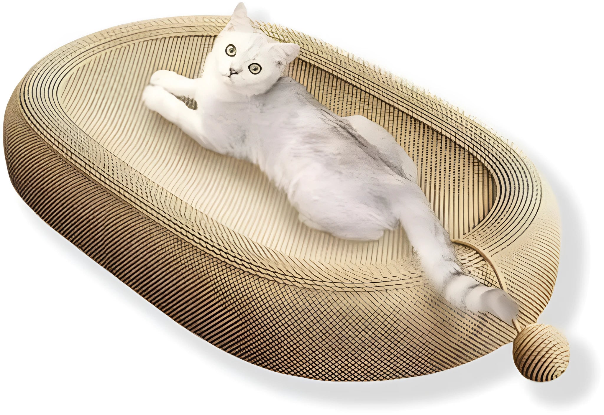 Large natural sisal fibre cat scratching board with an integrated raised lounge platform