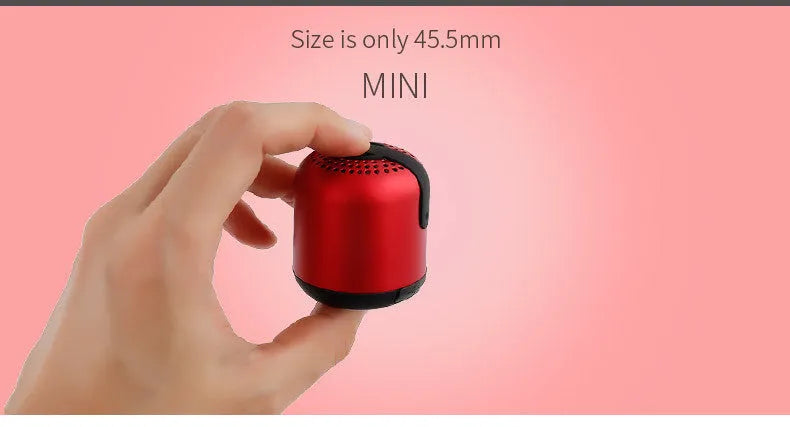 Hieha XQ11 cylindrical portable Bluetooth speaker in black, gold, pink, red, or silver colour.