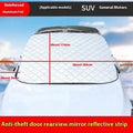 Aluminium foil winter car cover for SUV windshield with reflective stripes and magnets