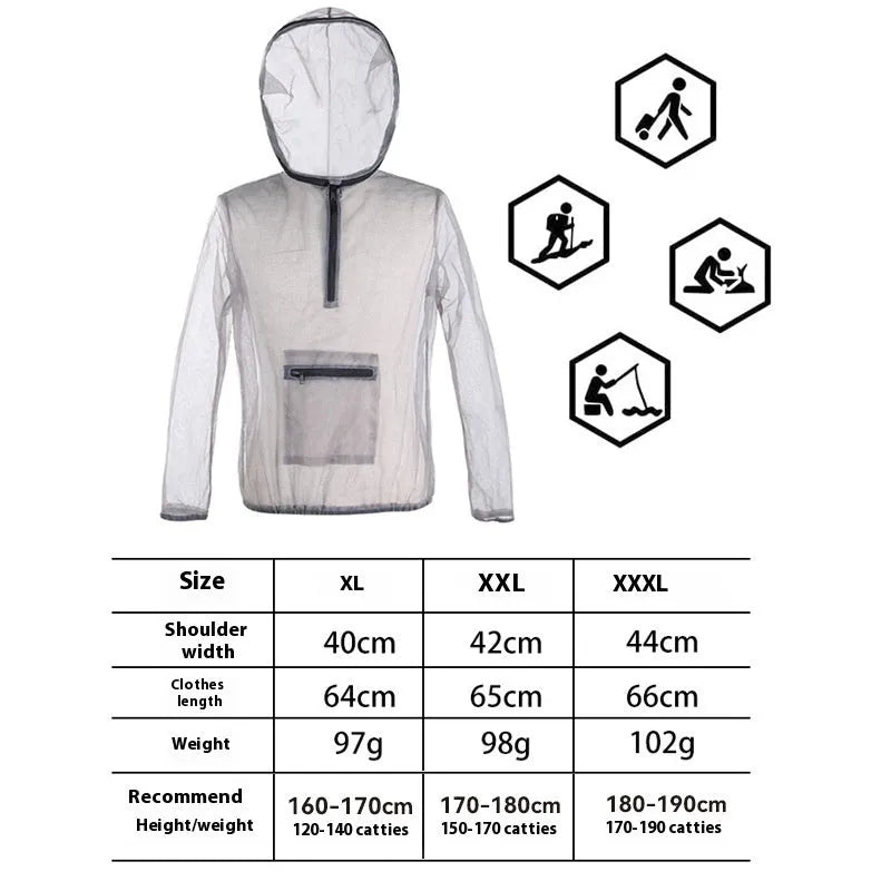 Rayman Jungle Run breathable insect-proof jacket in smoky gray for outdoor mountain climbing and wild fishing