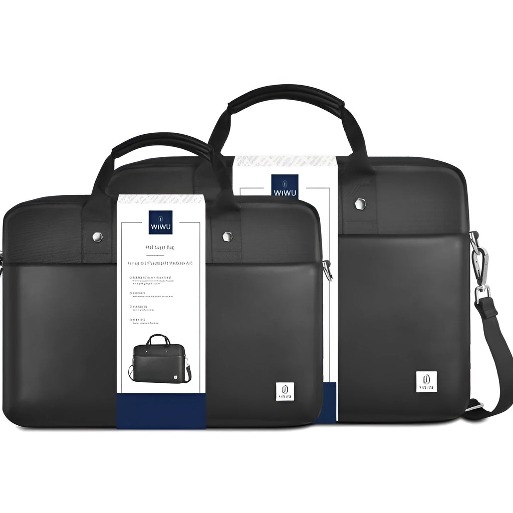 Black Oxford cloth laptop backpack showing multiple pockets and a separate padded compartment for a computer.