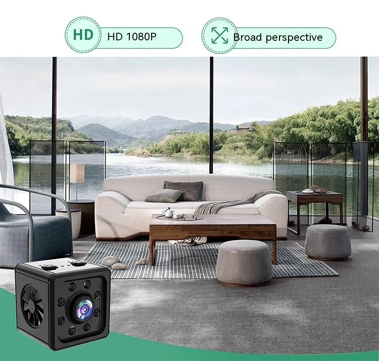 Black square K13 HD network sports camera with bracket on a dark surface.