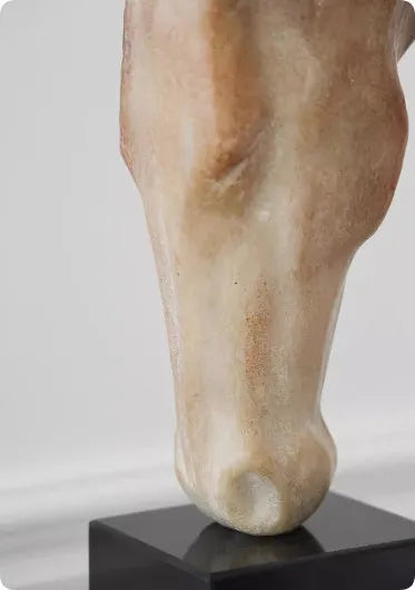 Abstract horse head sculpture ornament with carved surface, 50cm tall desktop decoration