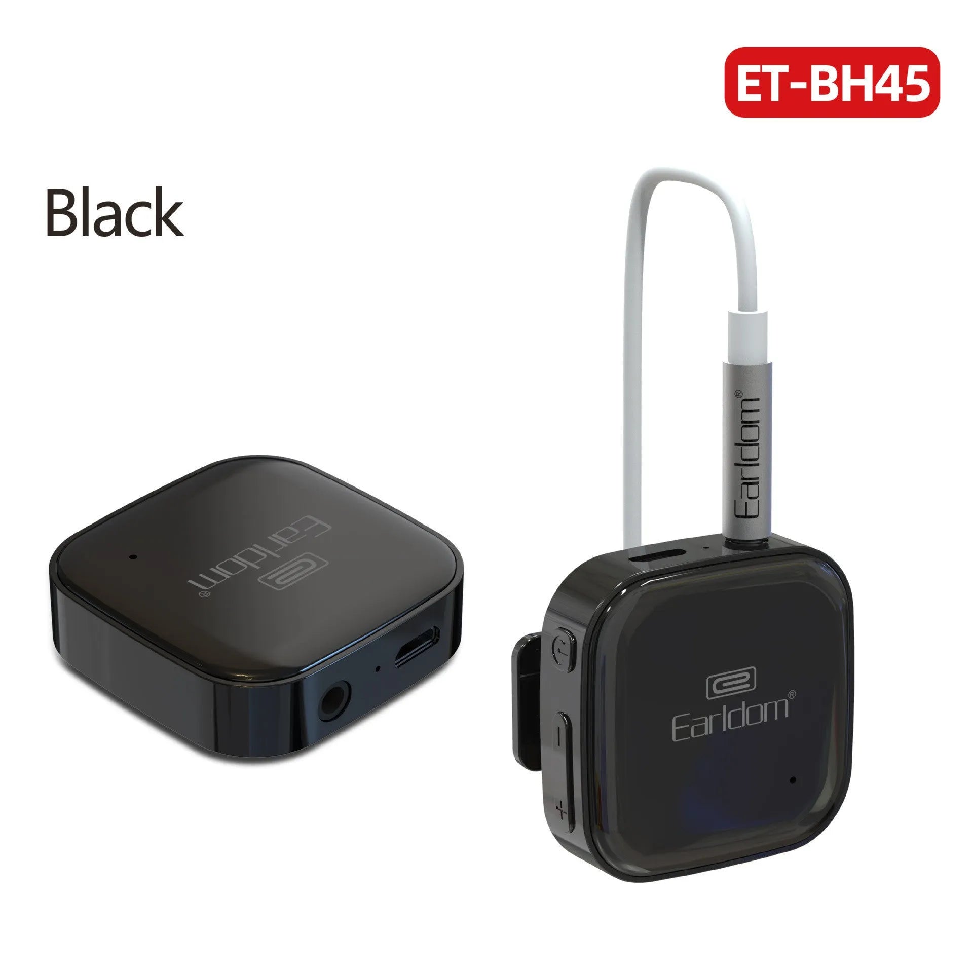 Black Bluetooth lavalier headphones with neckband design and earpieces