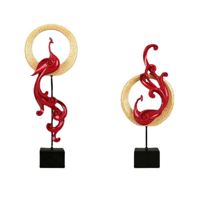 Large European style Phoenix ornament in synthetic resin with detailed craftsmanship