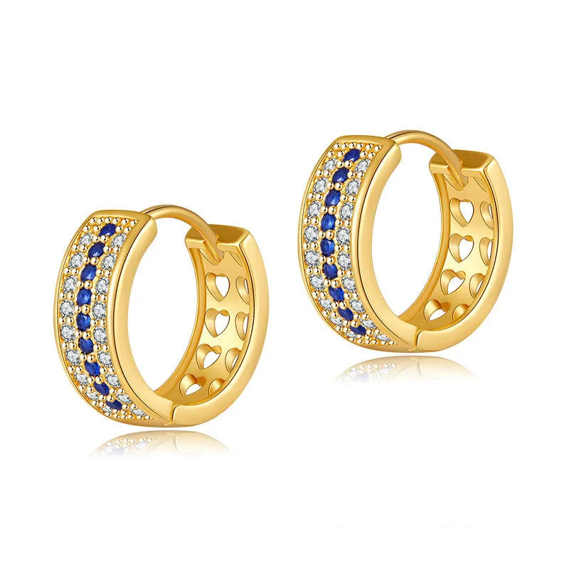 Round copper women's earrings with 18K gold electroplating in KE1268 colour on white background