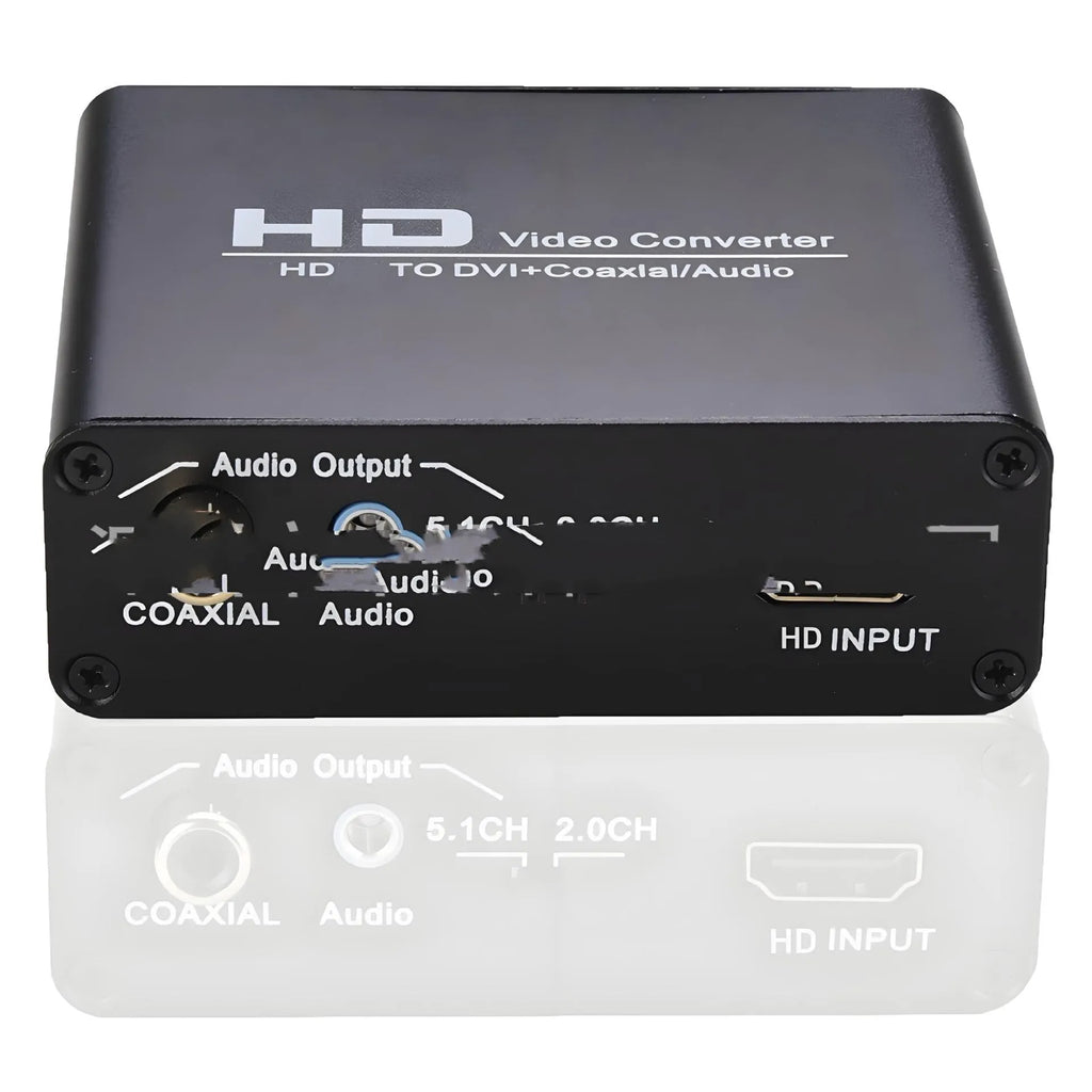Black HDMI to DVI converter with coaxial audio port and 1.5 metre cable
