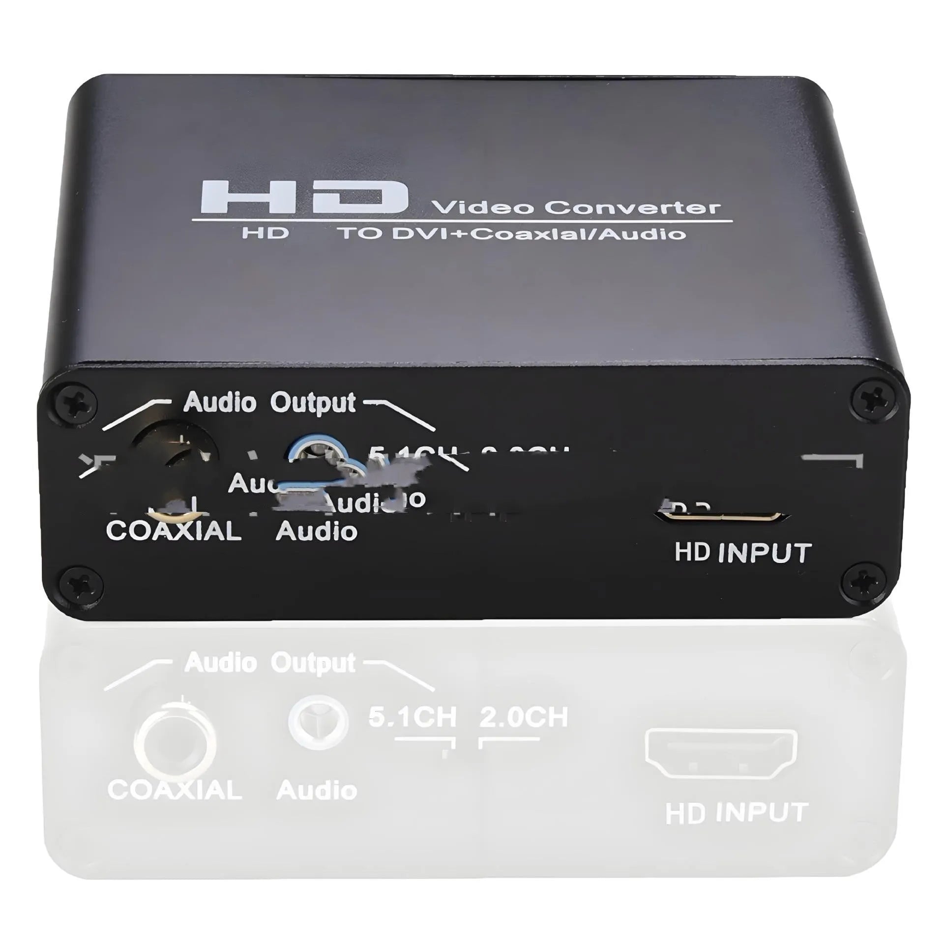 Black HDMI to DVI converter with coaxial audio port and 1.5 metre cable