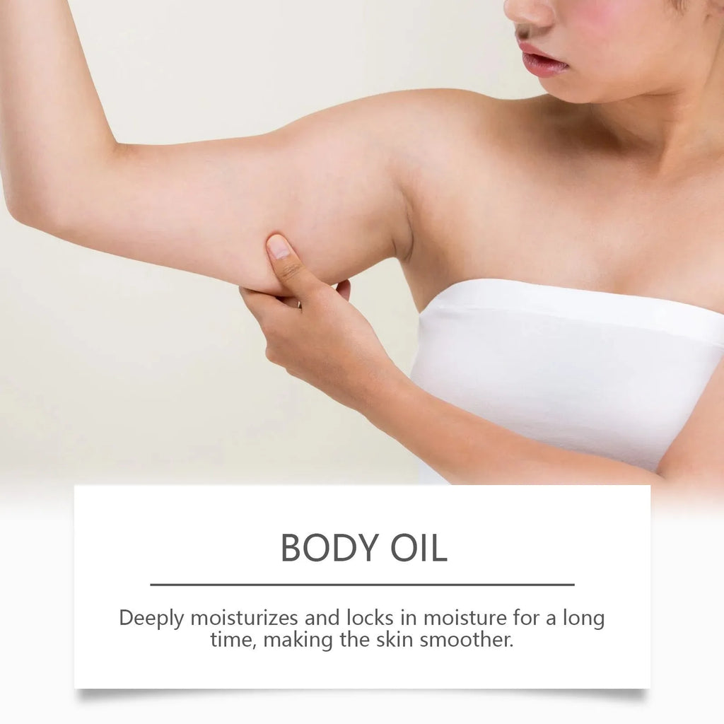 100ml body tightening massage oil with vitamin E and rose oil in a white bottle
