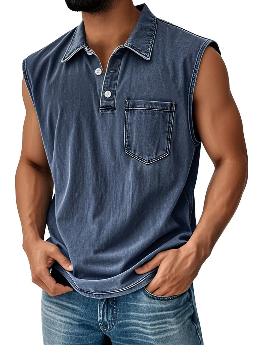 3D digital printed men's button polo shirt short sleeve loose fit polyester fibre leisure top