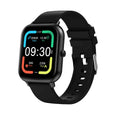 Bluetooth smart watch in black with AI voice, heart rate monitor, and TFT touch screen on wrist.
