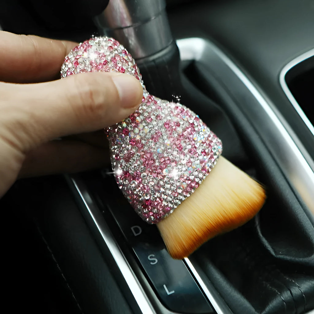 Car interior soft brush for dust removal with PVC bristles, 10cm length, in white, pink, or black colour options