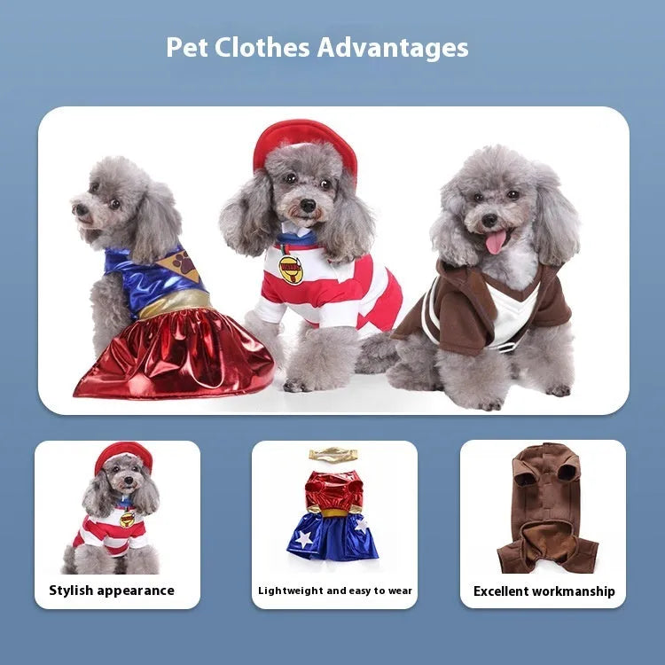 Pet holiday costume outfit for cats and dogs made from polyester cotton fabric, various colours and sizes