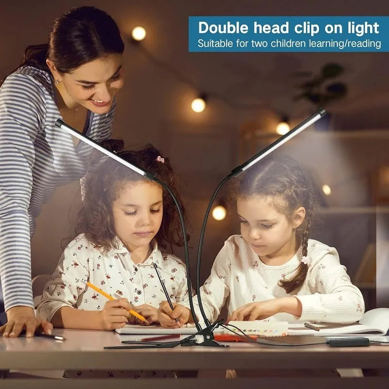 Black or white USB-powered LED desk lamp with 26cm adjustable arm for study
