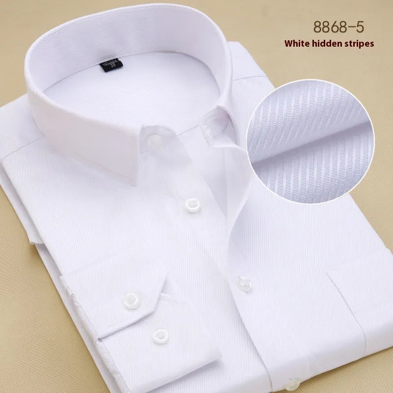 Men's black slim fit cotton business shirt with long sleeves for office wear