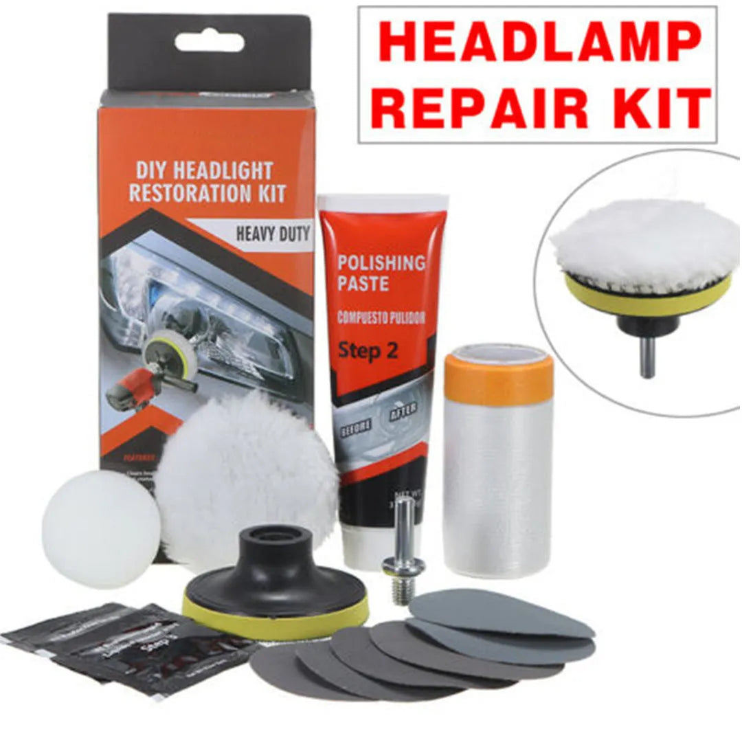 Carbon steel headlight repair tool for vehicles and machinery, 15cm square.