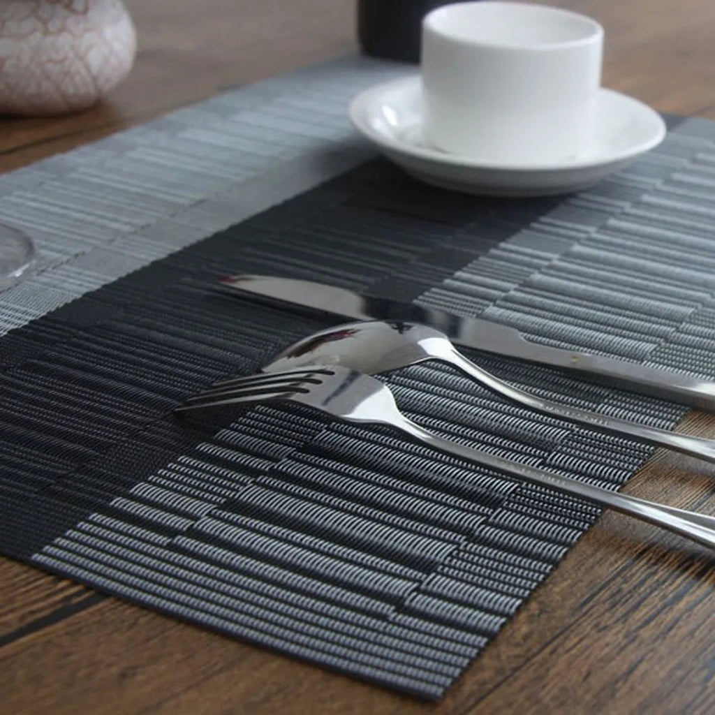 Modern PVC kitchen sink placemat in gradient bamboo black colour, shown on a countertop.