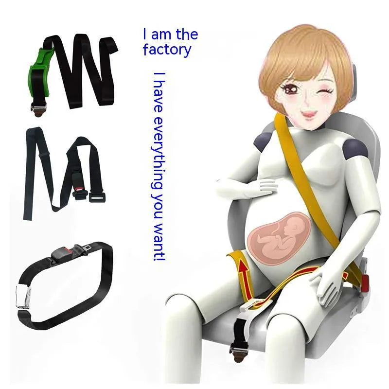 Black ABS polyester metal safety buckle for pregnant women's seat belt anti-strangulation car accessory