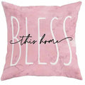 45cm square short velvet cushion cover with printed cherry blossom and letter design
