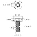 Stainless steel half round pan head hexagon screw A2-70 16x5.7mm whitewash finish