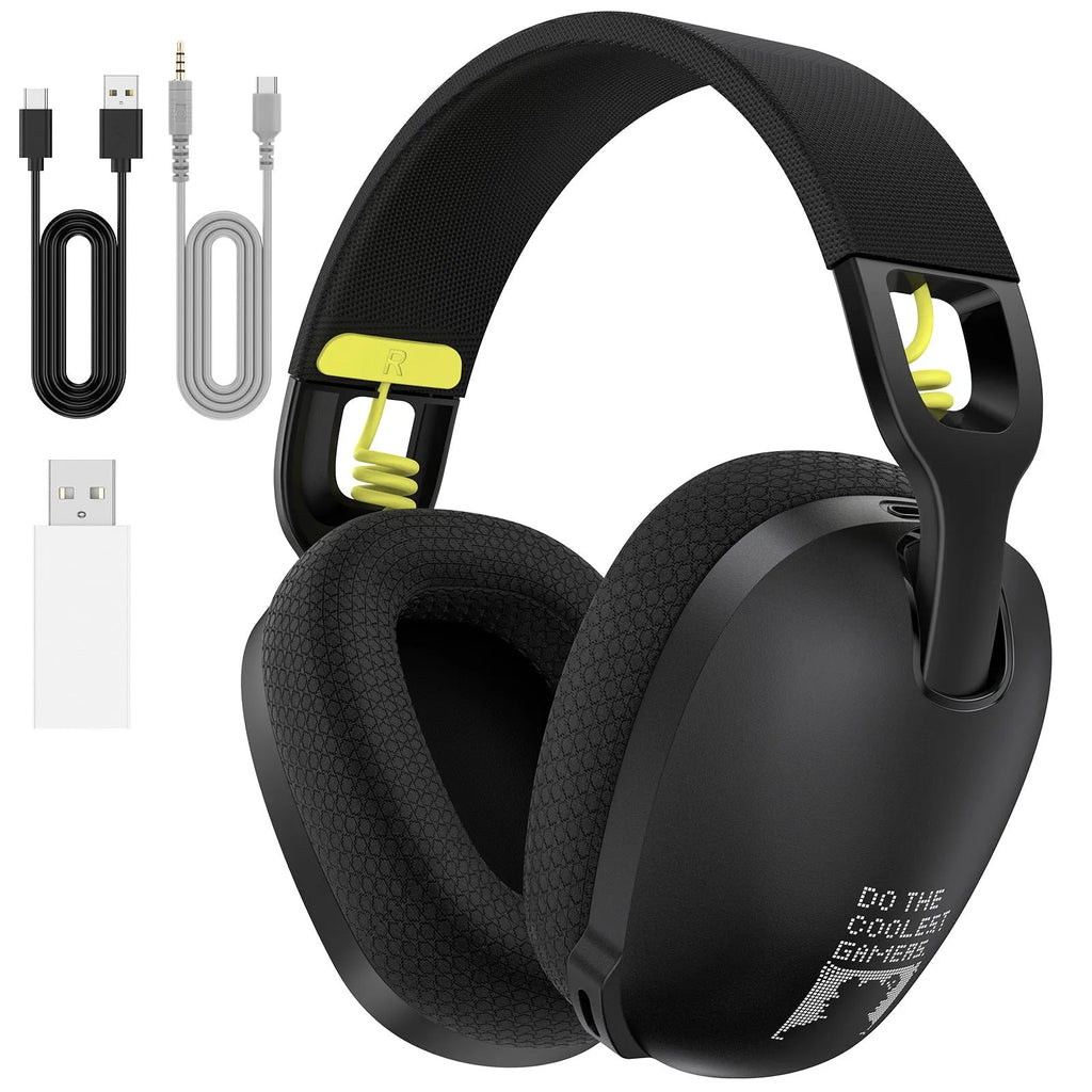 Wireless gaming headphone head-mounted style in black with Bluetooth and noise reduction