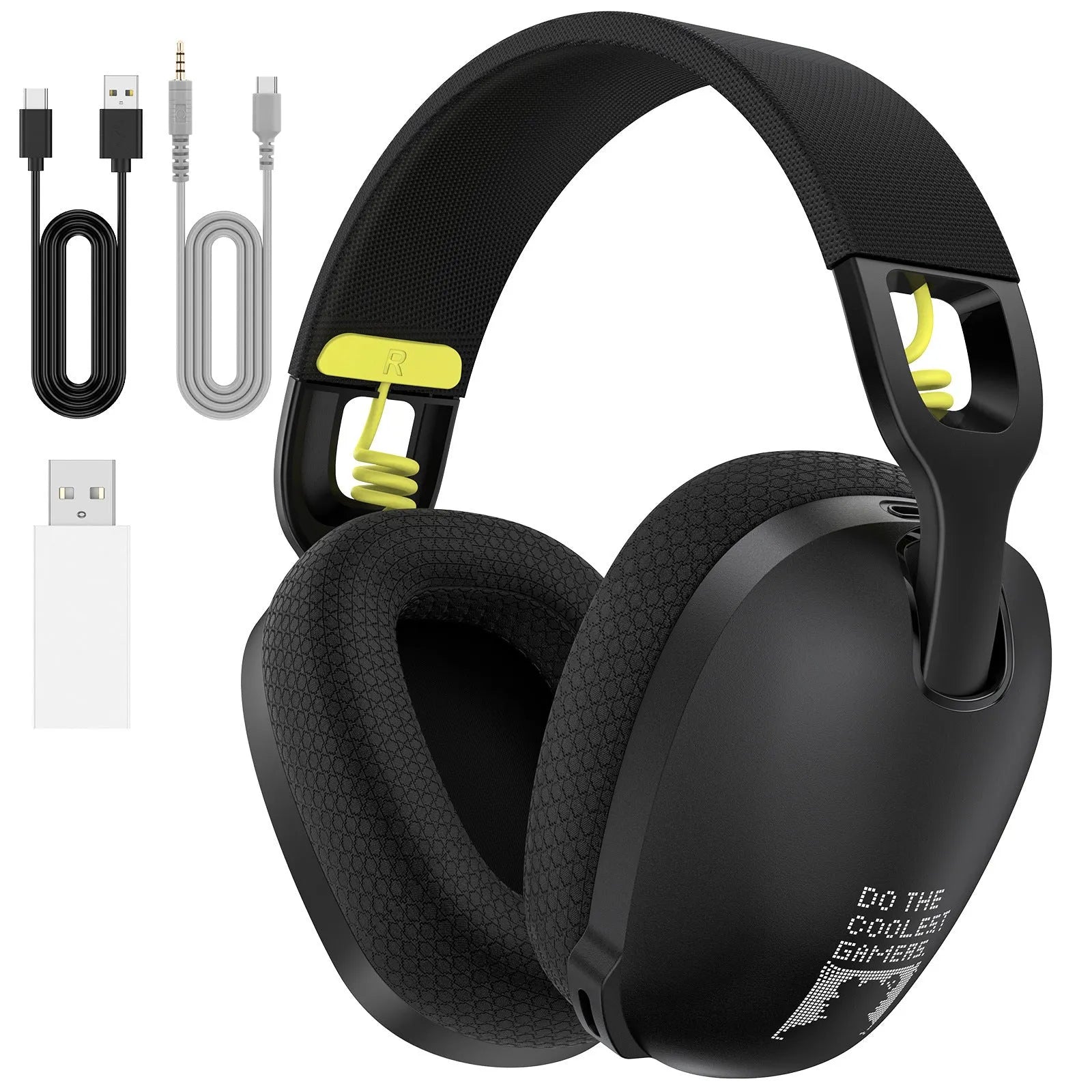 Wireless gaming headphone head-mounted style in black with Bluetooth and noise reduction