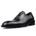 Shoesmen's handmade black formal leather oxfords with lace-up closure and round toe, genuine cowhide upper