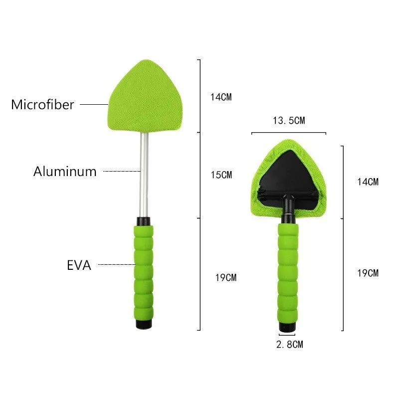 Car windshield cleaning brush in plastic, with red, green, and sapphire blue colour options