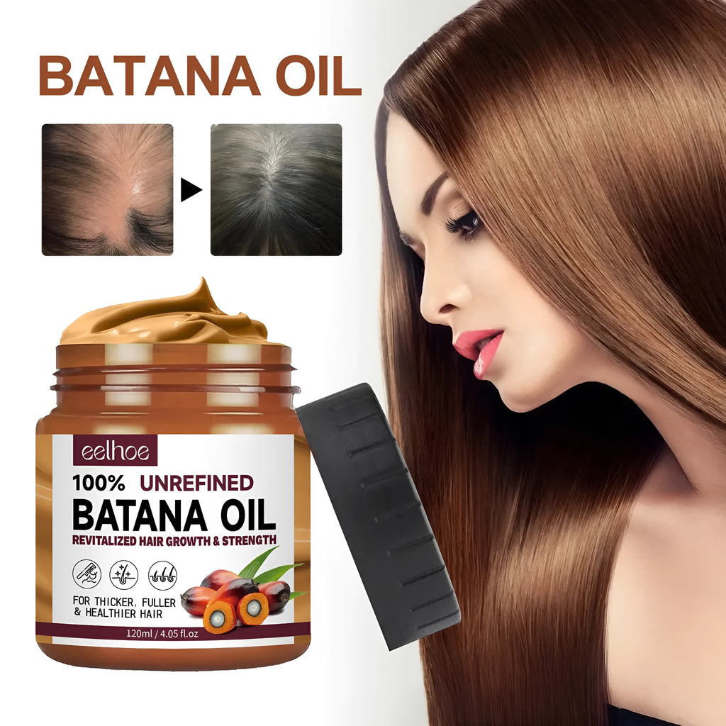 Pure Batana oil hair conditioner in a 120ml bottle with label, positioned on a clean surface
