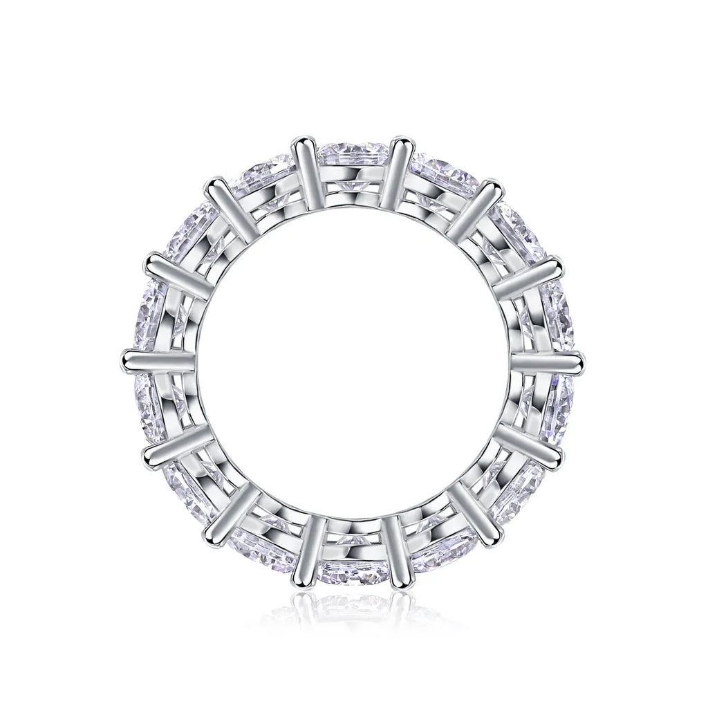 Star-studded moissanite wedding ring in S925 silver platinum-plated, gold colour, size 7, with diamond testability