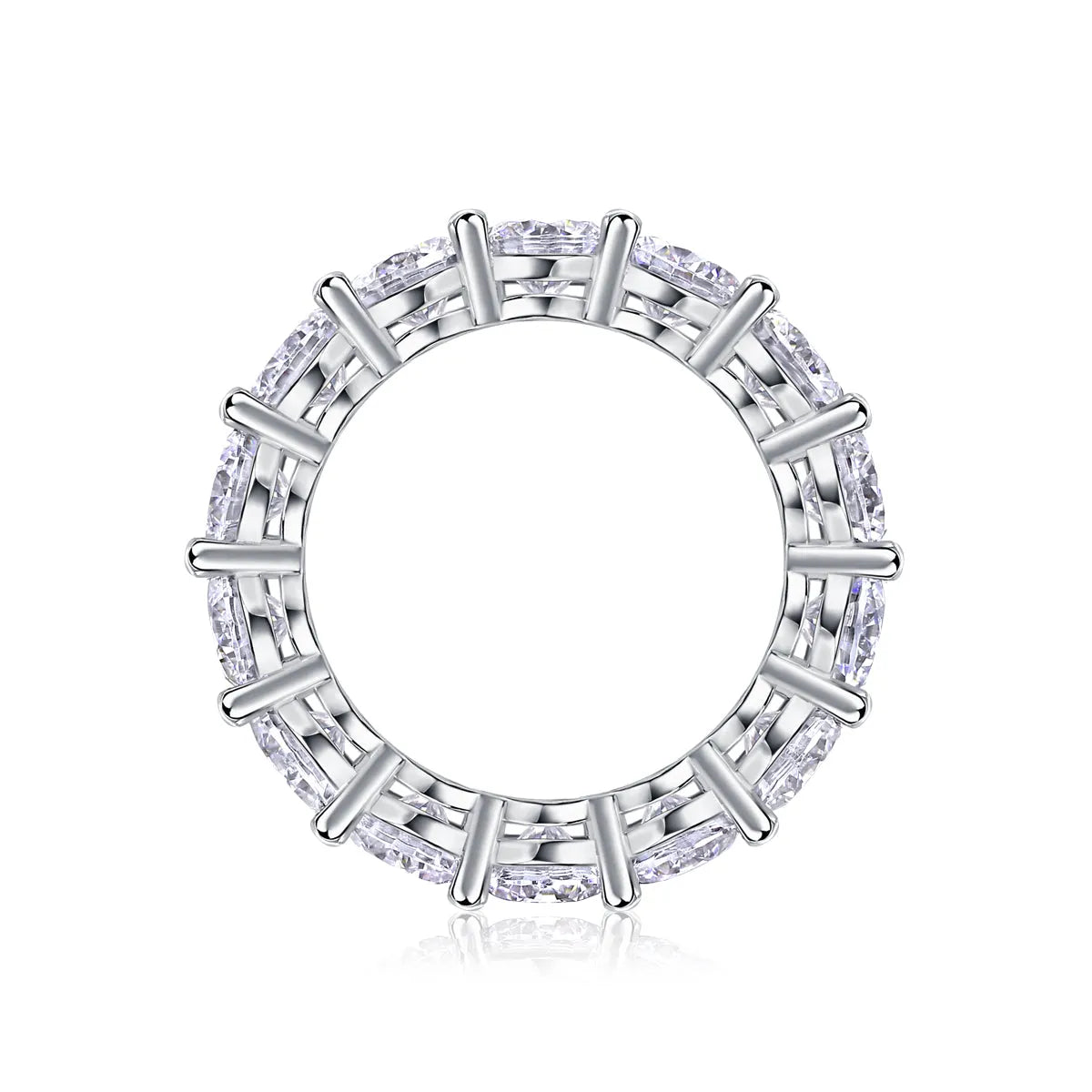 Star-studded moissanite wedding ring in S925 silver platinum-plated, gold colour, size 7, with diamond testability
