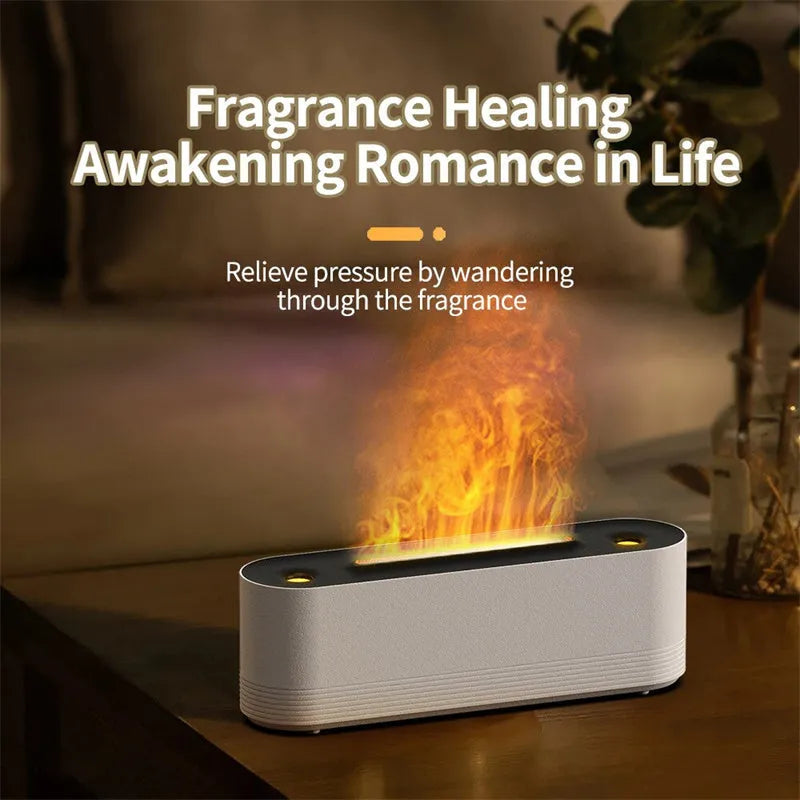 Black Flame Air ultrasonic humidifier emitting cool mist with multicolour LED flame light effect