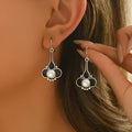 Retro fashion creative women's earrings with electroplated silver finish on alloy construction