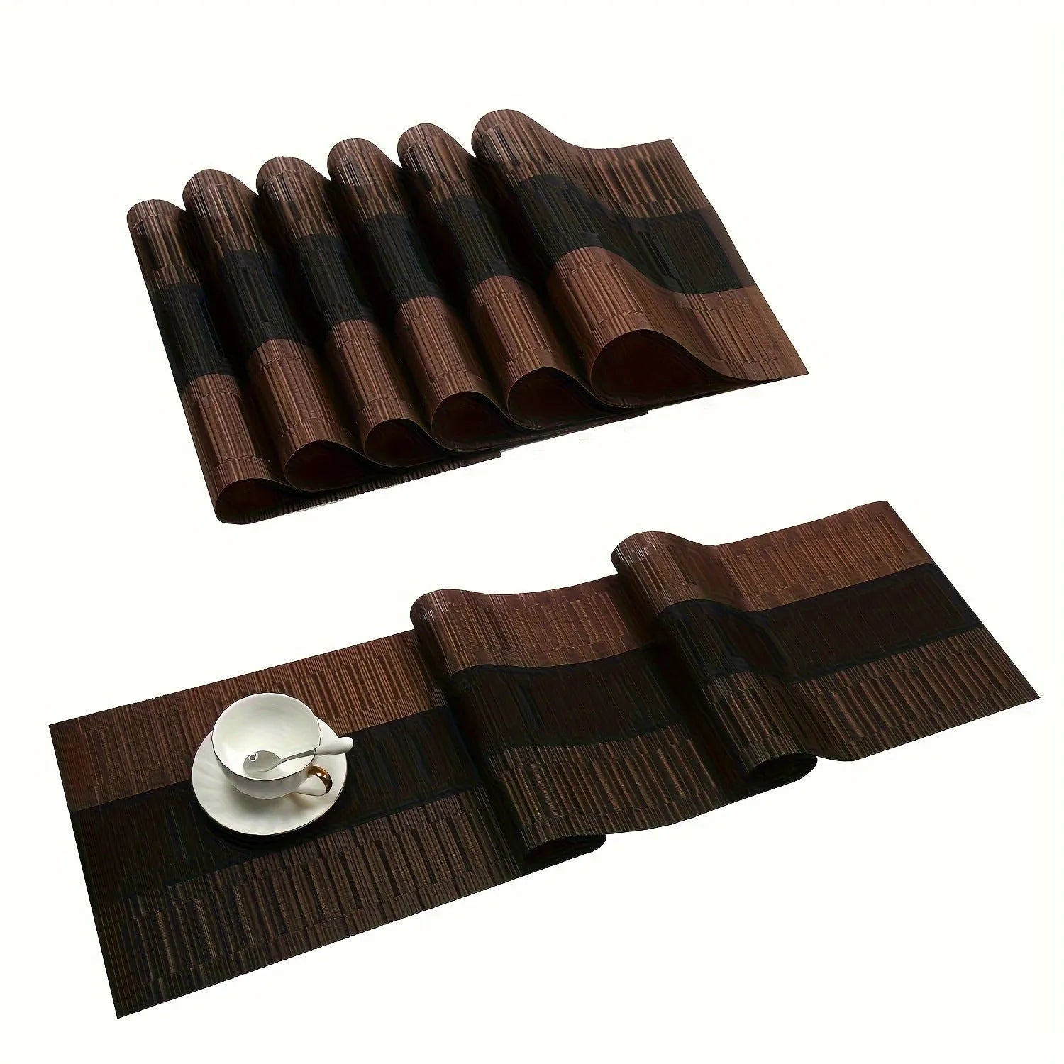 Modern PVC kitchen sink placemat in gradient bamboo black colour, shown on a countertop.