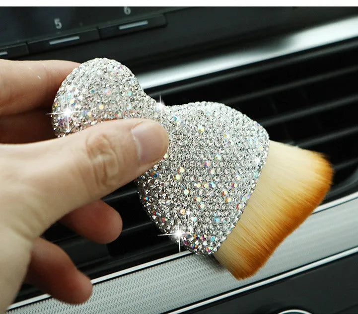 Car interior soft brush for dust removal with PVC bristles, 10cm length, in white, pink, or black colour options