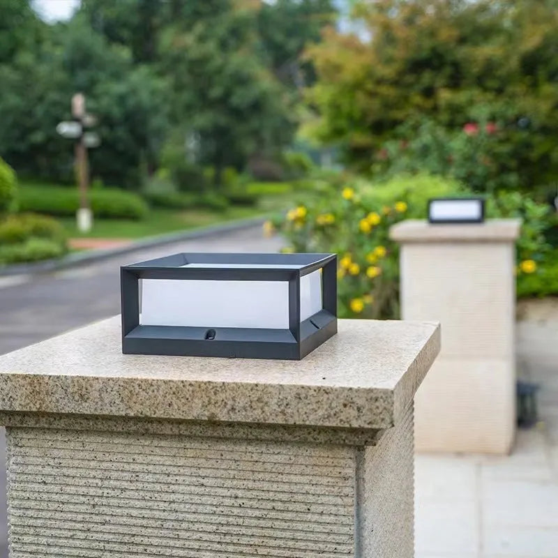 Outdoor LED solar column light in aluminium for door and wall mounting