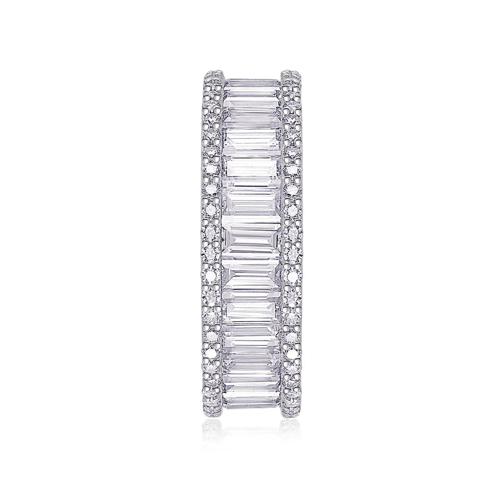 Square moissanite wedding ring set in platinum-plated S925 silver with GRA certificate and gift box