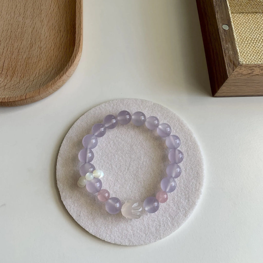 Handmade Hetian jade rabbit bracelet for women in glass or coloured glaze sweet style gift box