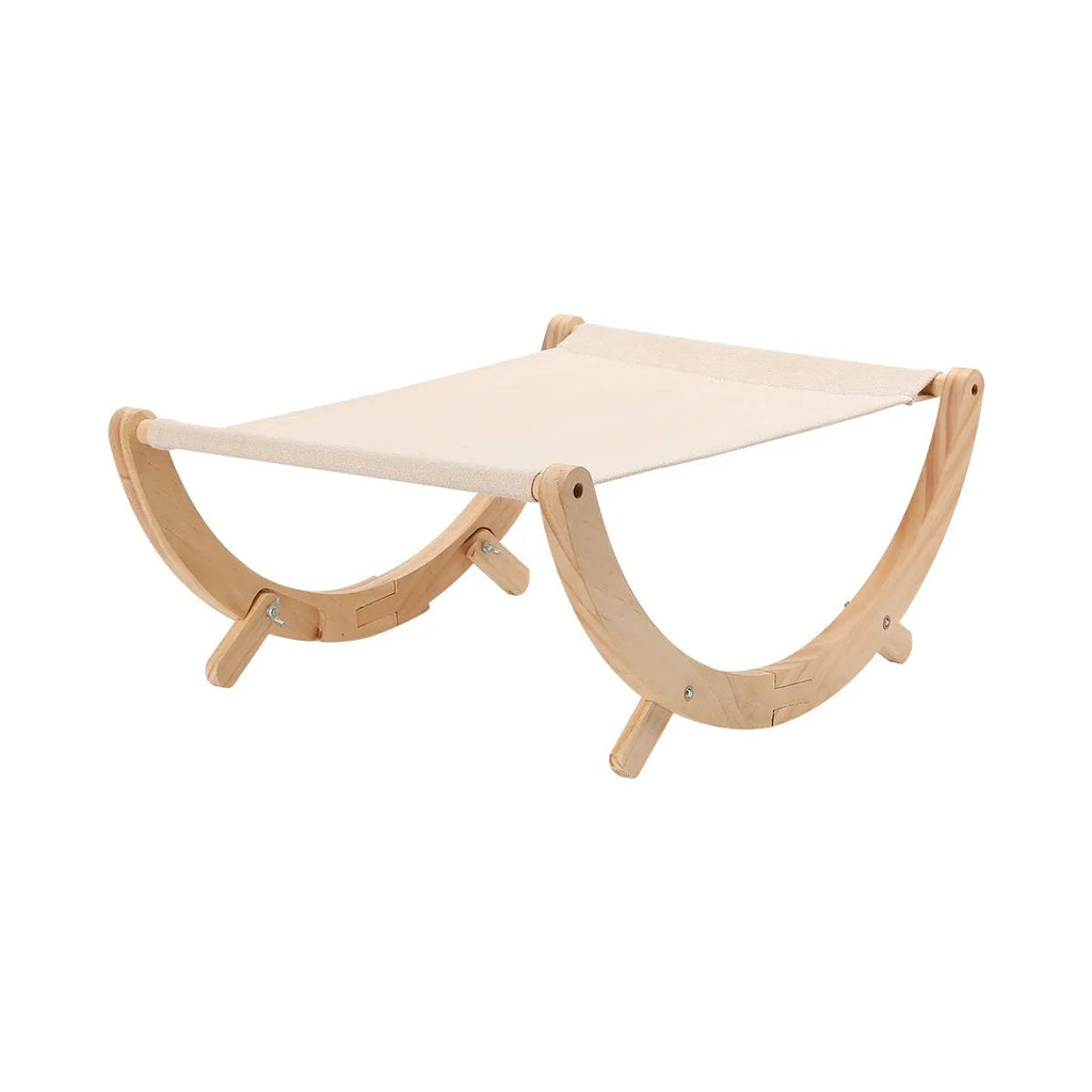 Solid wood foldable cat shaker bed hammock with canvas pad, 55x41x22cm