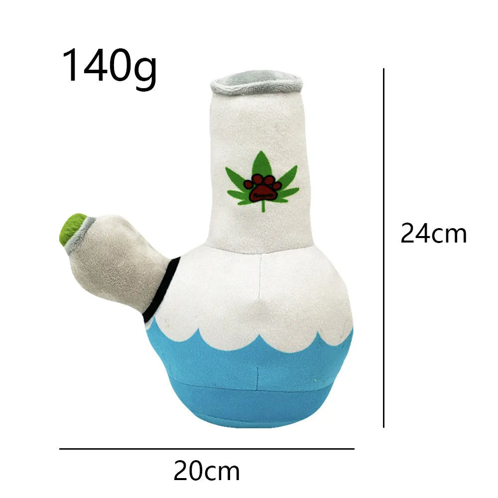 24cm dog sounding kettle plush squeaky toy in picture style colour on white background