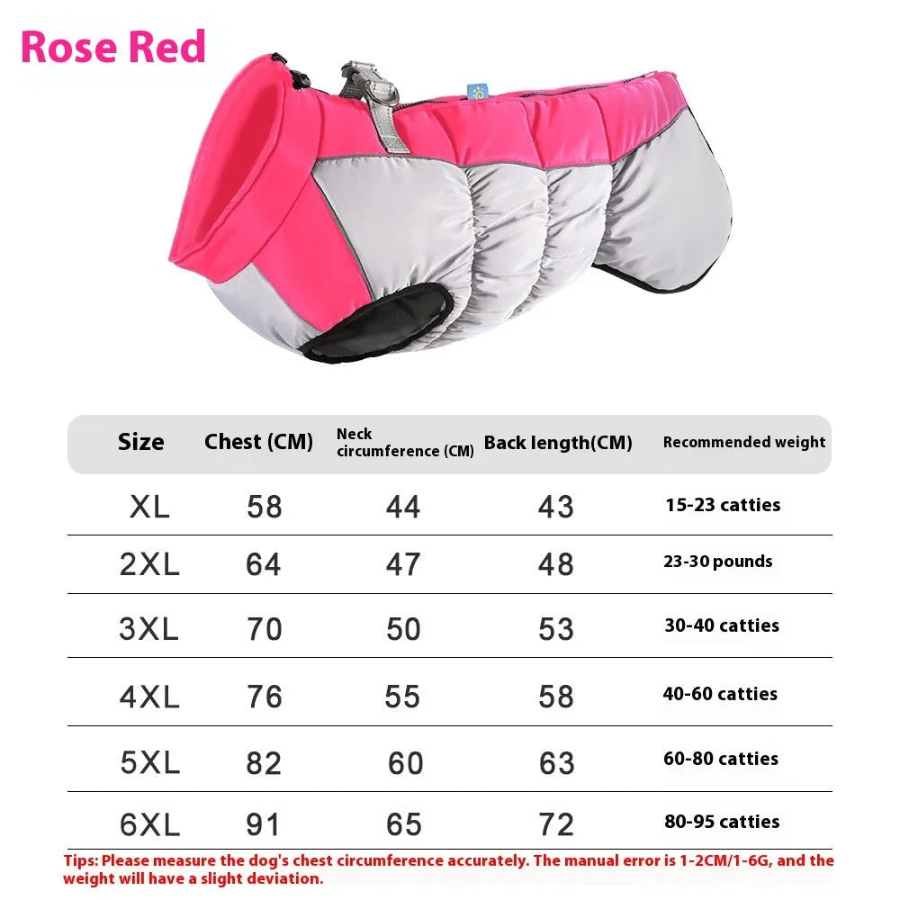 Reflective waterproof polar fleece pet winter coat for large dogs black XL size